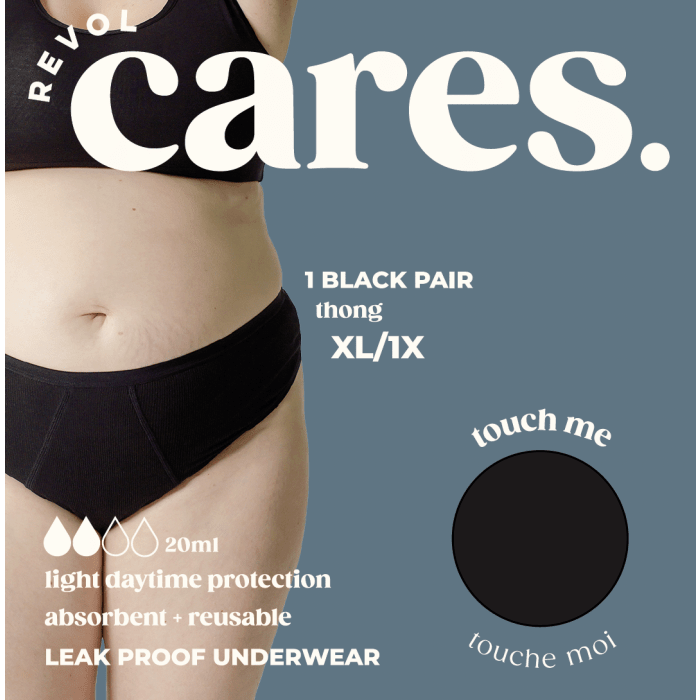 Revol Cares Thong Black XL/1X, 1 pair