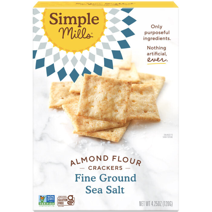 Simple Mills Crackers, Fine Ground Sea Salt, 4.25 oz.