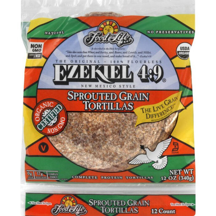 Food for Life Ezekiel 4:9 Taco Size Sprouted Grain Tortillas, 12 Count