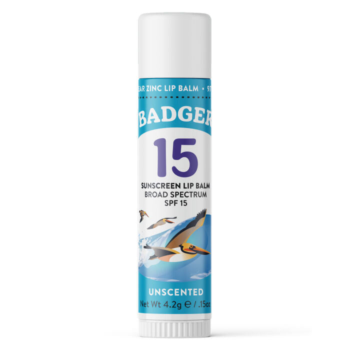 Badger SPF 15 Active Mineral Sunscreen Lip Balm Stick, .15 oz