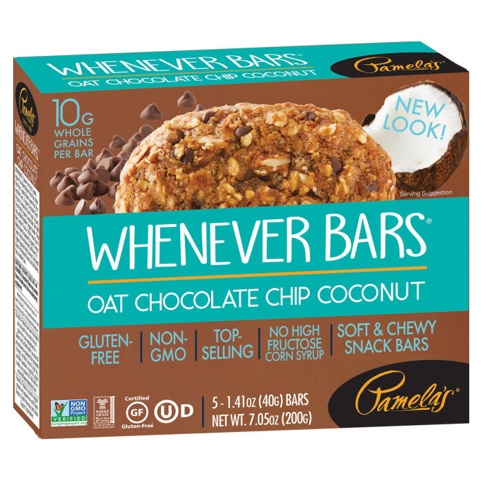 Pamela's Whenever Bars, Chocolate Chip Coconut, 5 Count