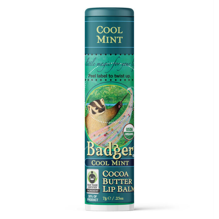 Badger Cool Mint Cocoa Butter Lip Balm, .25 oz