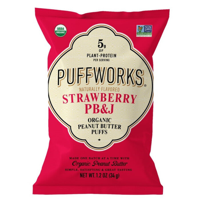 Puffworks Organic Strawberry and Peanut Butter Puffs, 1.2 oz.