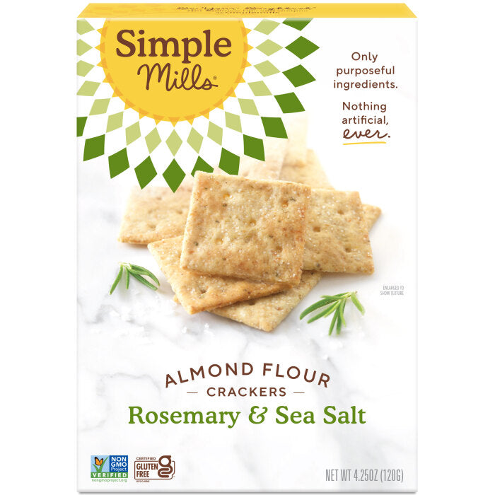 Simple Mills Rosemary & Sea Salt Almond Flour Crackers, 4.25 oz.