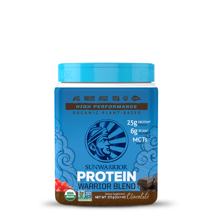 Sunwarrior Protein Warrior Blend, Chocolate, 13.2 oz.