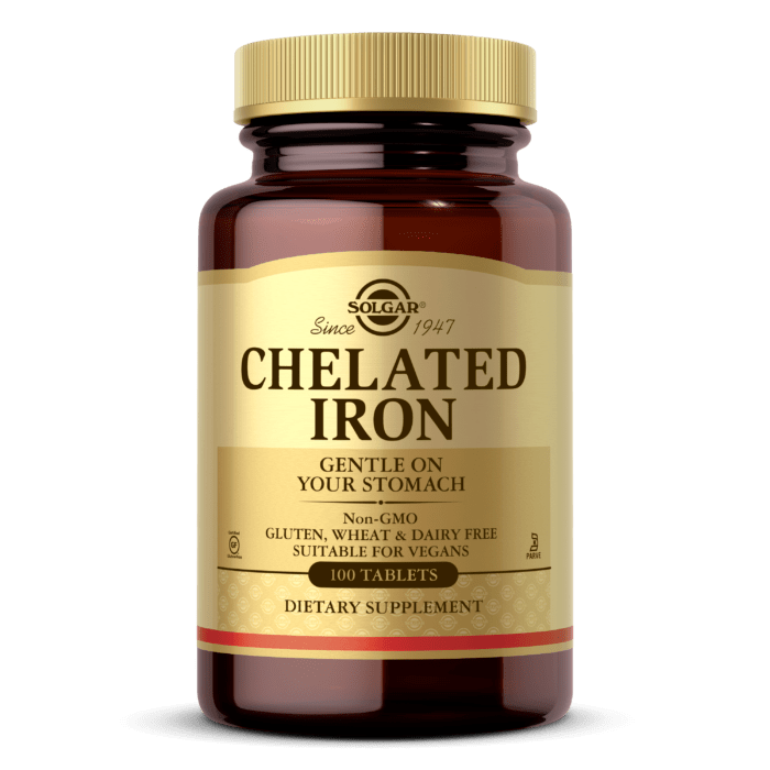 Solgar Chelated Iron, 100 Tablets