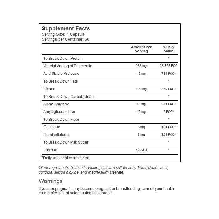 Source Naturals Essential Enzymes 500 mg, 60 Capsules