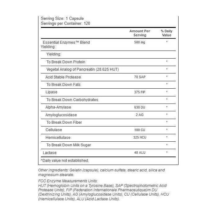 Source Naturals Essential Enzymes 500 mg, 120 Capsules