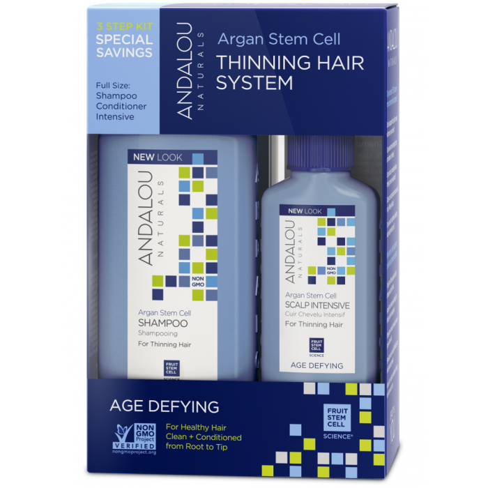 Andalou Naturals Argan Stem Cell Age Defying Thinning Hair System, 3-Piece Kit