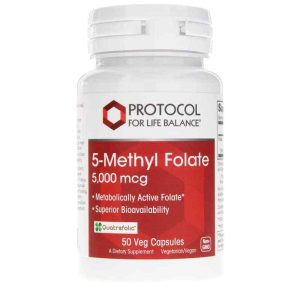 5-Methyl Folate 5,000 Mcg, 50 Veg Capsules, by Protocol For Life Balance