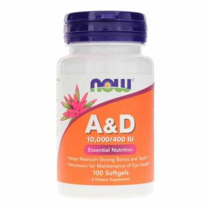 A & D 10000 IU/400 IU, 100 Softgels, by NOW Foods