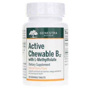 Active Chewable B12 with L-Methylfolate Cherry Flavor, by Genestra