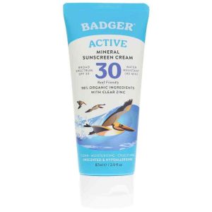 Active Mineral Sunscreen Cream SPF 30, 2.9 Oz, by Badger