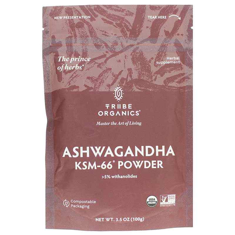 Ashwagandha KSM-66 Powder, 3.5 Oz, by Tribe Organics