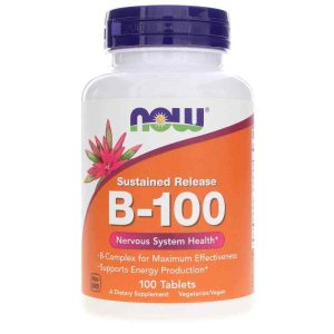 B-100 Sustained Release, 100 Tablets, by NOW Foods