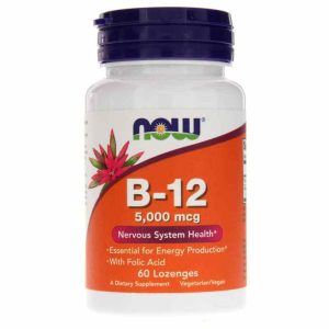 B-12 5000 Mcg, 60 Lozenges, by NOW Foods