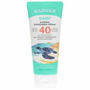 Baby Mineral Sunscreen Cream SPF 40, 2.9 Oz, by Badger