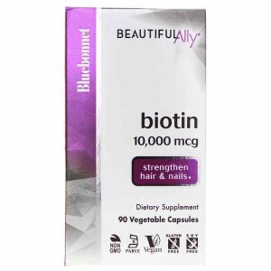 Beautiful Ally Biotin 10000 Mcg, 90 Veg Capsules, by Bluebonnet