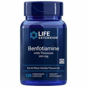 Benfotiamine with Thiamine 100 Mg, 120 Veg Capsules, by Life Extension