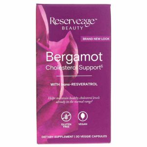 Bergamot Cholesterol Support with Resveratrol, 30 Veg Capsules, by Reserveage Nutrition