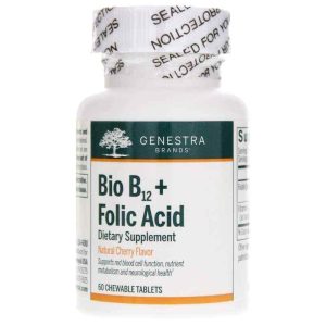 Bio B12 + Folic Acid Cherry Flavor, 60 Chewable Tablets, by Genestra