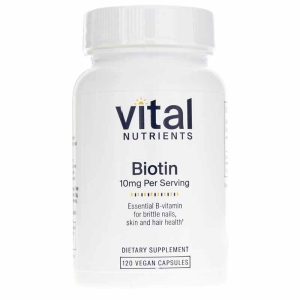 Biotin 10 Mg, 120 Veg Capsules, by Vital Nutrients