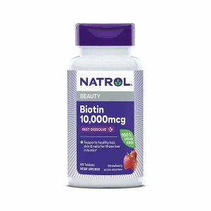 Biotin 10,000 Mcg Maximum Strength Fast Dissolve, 60 Strawberry Tablets, by Natrol