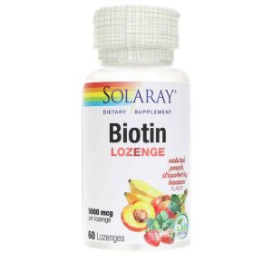 Biotin Lozenge 5000 Mcg Peach Strawberry Banana, 60 Loz, by Solaray