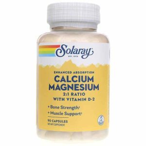 Calcium Magnesium 2:1 Ratio with Vitamin D-2, 90 Capsul, by Solaray