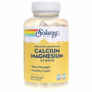 Calcium Magnesium 2:1 Ratio, 180 Veg Capsules, by Solaray