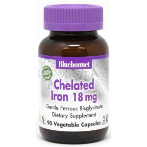 Chelated Iron 18 Mg, 90 Veg Capsules, by Bluebonnet