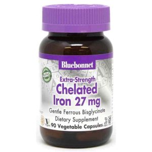 Chelated Iron 27 Mg, 90 Veg Capsules, by Bluebonnet