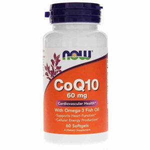 CoQ10 60 Mg with Omega-3 Fish Oil, 60 Softgels, by NOW Foods