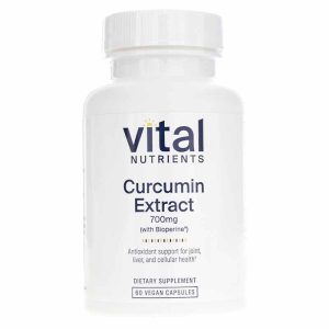 Curcumin Extract 700 Mg with Bioperine, 60 Veg Capsules, by Vital Nutrients