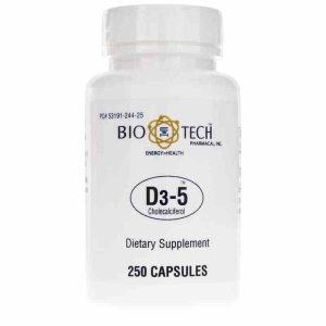 D3-5 5000 IU, 250 Capsules, by Bio-Tech Pharmacal