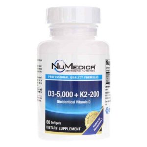 D3 5,000 + K2 200, 60 Softgels, by NuMedica