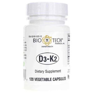 D3-K2, 120 Veg Capsules, by Bio-Tech Pharmacal