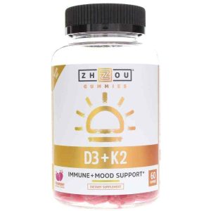 D3 + K2 Gummies, 60 Gummies, by Zhou Nutrition