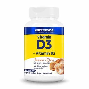 D3 + Vitamin K2, 60 Capsules, by Enzymedica