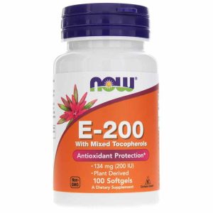 E-200 Natural with Mixed Tocopherols, 100 Softgels, by NOW Foods