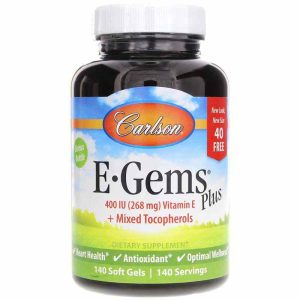E-Gems Plus 400 IU Natural Vitamin E Bonus Pack, 140 Softgels, by Carlson Labs
