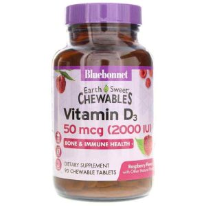 Earth Sweet Chewables Vitamin D3 2000 IU, 90 Chewable Tab, by Bluebonnet