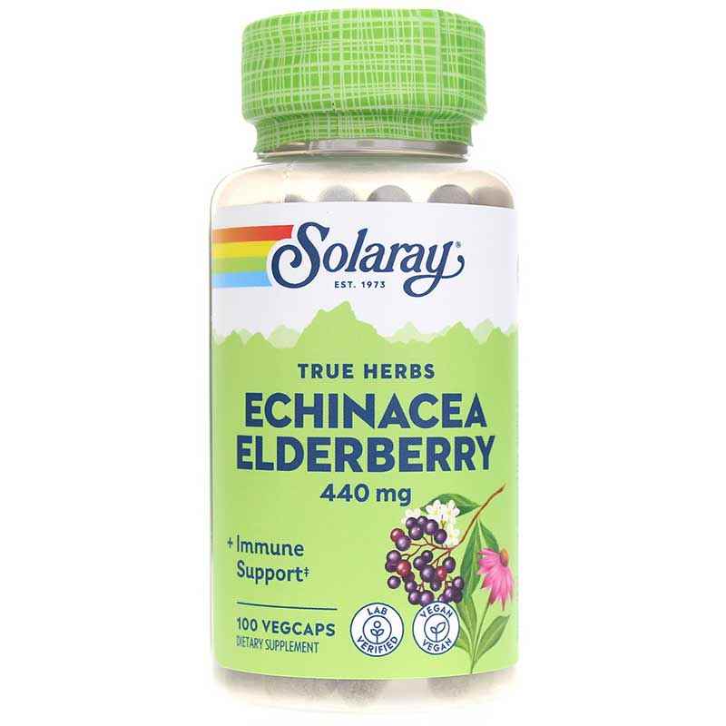 Echinacea Elderberry 440 Mg, 100 Veg Capsules, by Solaray