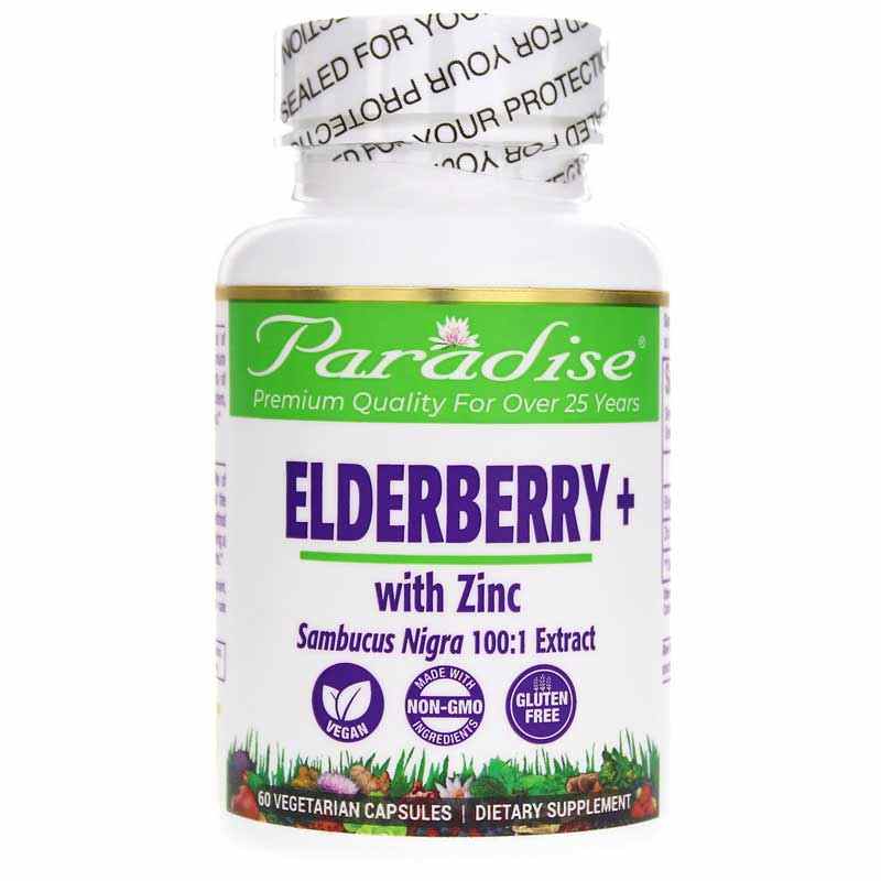 Elderberry + with Zinc, 60 Veg Capsules, by Paradise Herbs