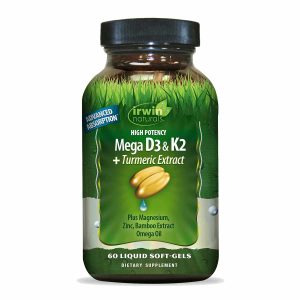 High Potency Mega D3 & K2, 60 Liquid Softgels, by Irwin Naturals