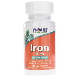 Iron 18 Mg, 120 Veg Capsules, by NOW Foods