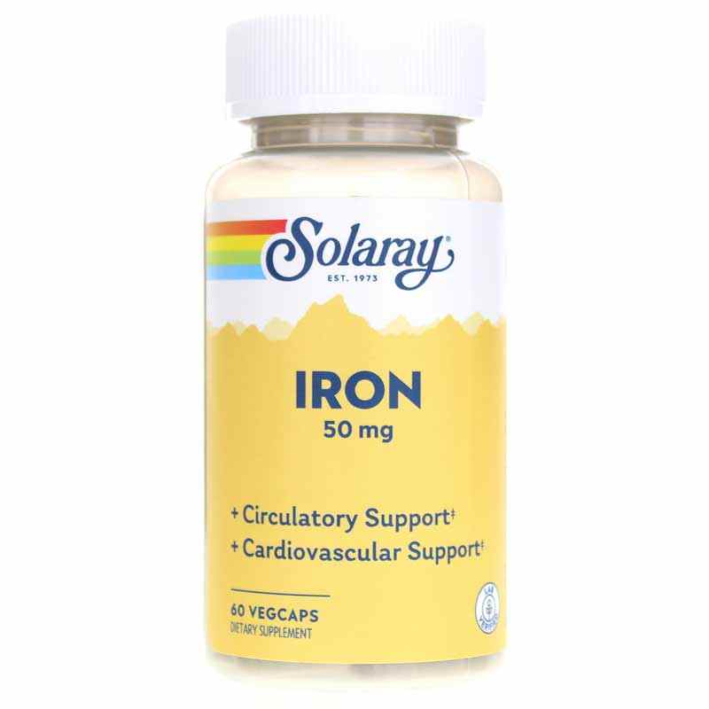 Iron 50 Mg, 60 Veg Capsules, by Solaray