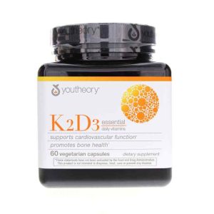 K2 D3 Essential Daily Vitamins, 60 Veg Capsules, by Youtheory