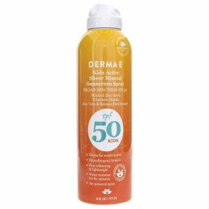 Kids Active Sheer Mineral Sunscreen Spray SPF 50, 6 Oz, by Derma E