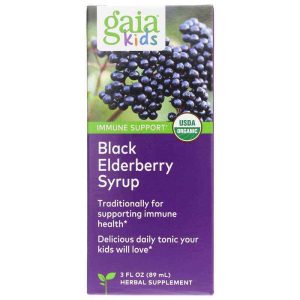 Kids Black Elderberry Syrup Alcohol-Free, 3 Oz, by Gaia Herbs